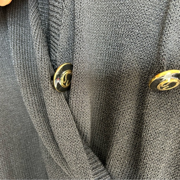 Vintage St. John By Marie Gray Black Santana Knit Sweater Dress Buttons Size 10 - Picture 10 of 13